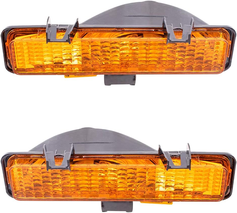 Brock Replacement Driver and Passenger Set Park Signal Front Marker Lights Compatible with 1982-1993 S10 S15 Pickup Truck 5976643 5976644