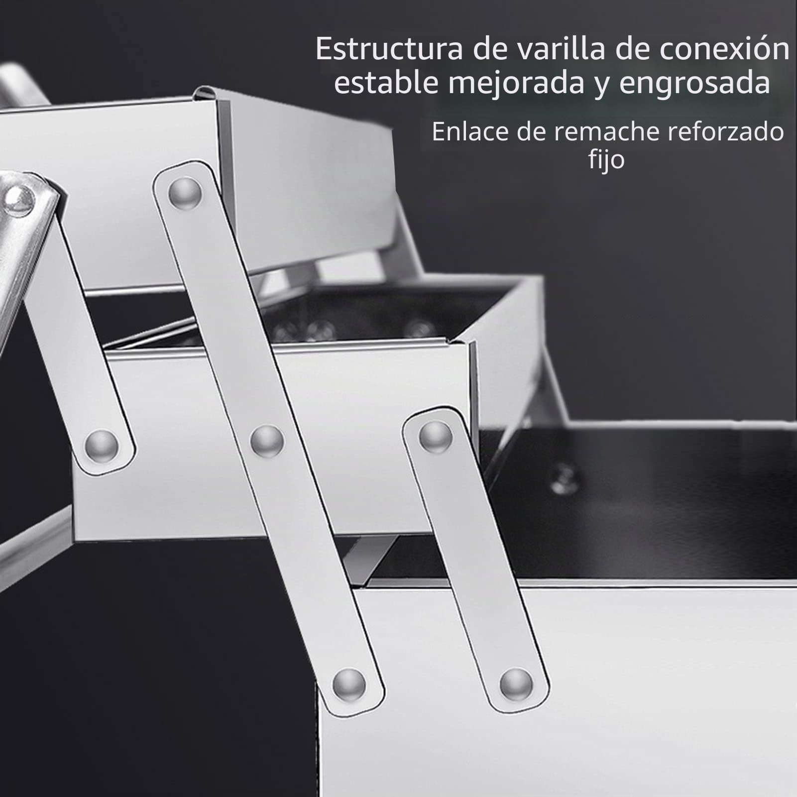 Caja de Herramientas Voladiza de Acero Inoxidable con 5 Bandejas, Organizador de Almacenamiento Plegable para Diversas Herramientas (460)