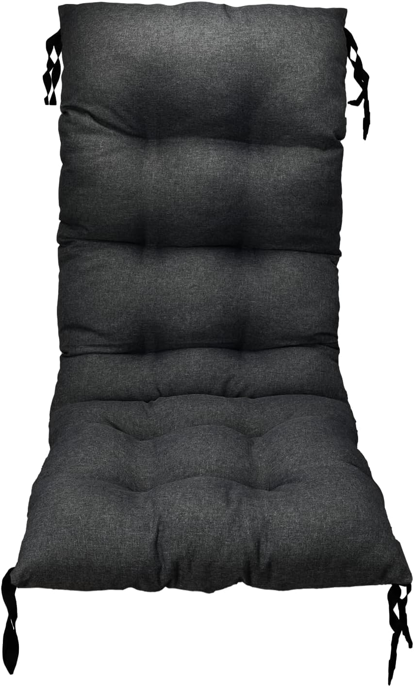 Cuscini Per Sedie Da Esterno Con Schienale 50 x 50 cm x 78 cm 4 pz. - Cuscino Per Sedie Da Giardino - Cuscini Da Esterno Impermeabili Con Corde Di Fissaggio - Nero (SET x4)