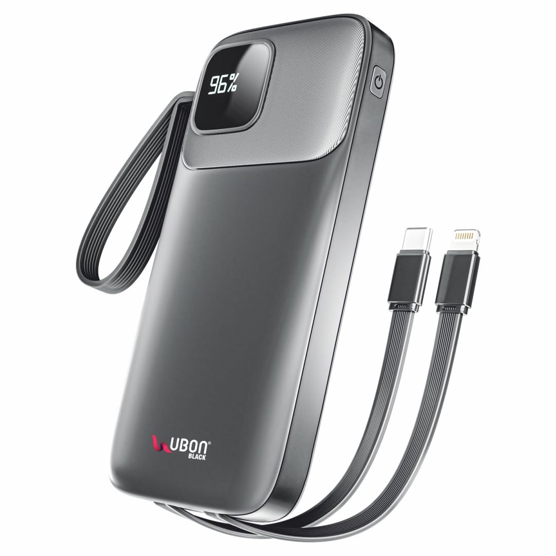 Ubon 10000mAh Powerbank (PB-X120) | 30W QC PD Fast Charging | Smart IC Protection | Compact & Durable Portable Charger for Smartphones, Tablets & Gadgets (Black)