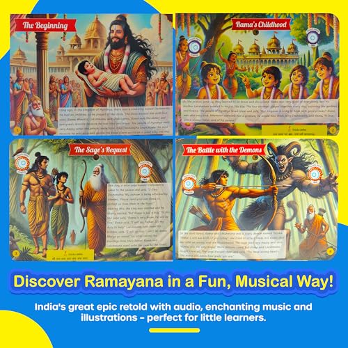 Image of Kiddale Dual 2‑in‑1 Combo Pack: Hindi Musical Panchatantra + Ramayana - Interactive Moral Tales & Shlokas for Kids, Bilingual Sound Storybooks