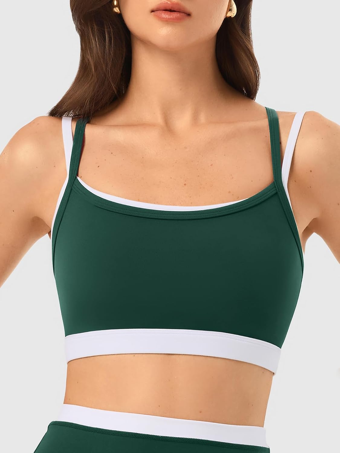 2 Pieces Workout Sets for Women,Seamless Athletic Short with Double Layer Sports Bra,Gym Matching Outfits image 2