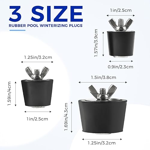 Miniatura 2 de Tapones de goma para el invierno de 3 tamaños, los enchufes de expansión de invierno para piscina vienen con 2 enchufes roscados de 1.5 pulgadas