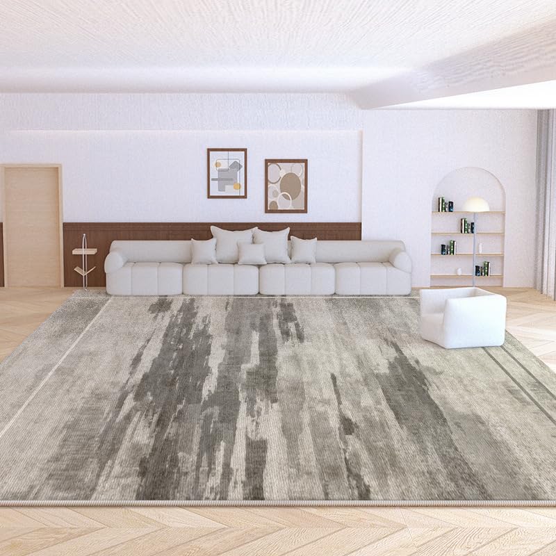 Pmnadfdag Alfombra Salón 140 x 200 cm Lavable Pelo Corto Suave Antideslizante,para Interiores Sala de Estar Comedor Style d'Encre Abstrait Gris