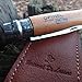 Opinel n8 with Leather Sheath. Durable and Effective Carbon Pocket Knife made in France with “Bertand de Lussac” Brown Leather Sheath
