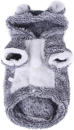 Miniatura 5 de Sudadera con capucha de invierno para mascotas, disfraz de koala para cachorro, perro, forro polar coral, abrigo cálido (gris, XL)