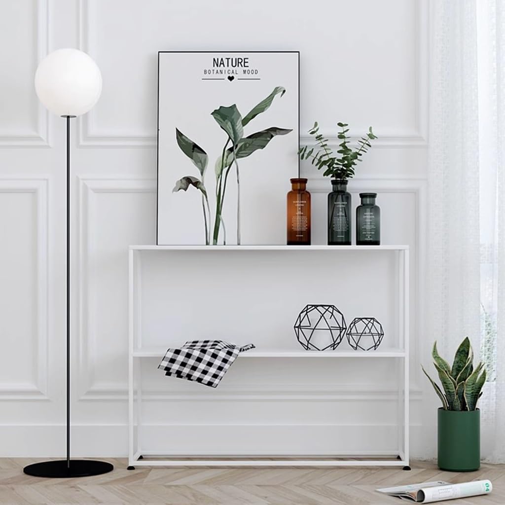 GIZNXBA Console Table Black, Small Sofa Table with Shelves, Modern Metal Entryway Table for Hallway, Foyer, Front Hall, Sofa Couch, Living Room, Bar, Kitchen (Color : /White)