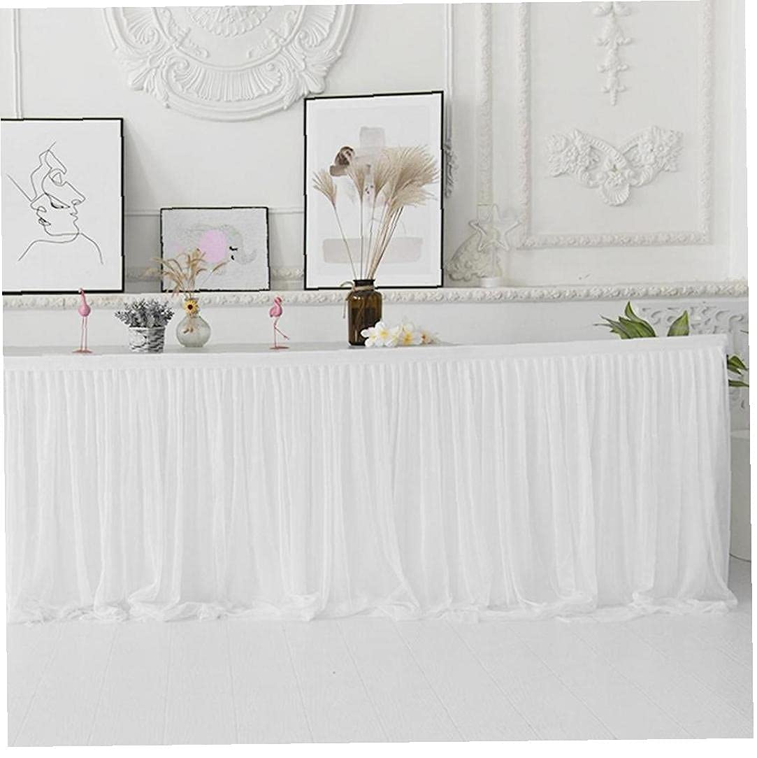 White 30 Inch Pleated Rectangle Polyester Table Skirt for Wedding Birthday Parties Banquet Tablewear Catering Event Decoration 1 Piece 14ft