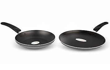 GREENCHEF Duo Pack (Grey) Cookware Set, Fry Pan and Flat Tawa