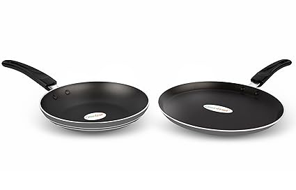 GREENCHEF Duo Pack (Grey) Cookware Set, Fry Pan and Flat Tawa