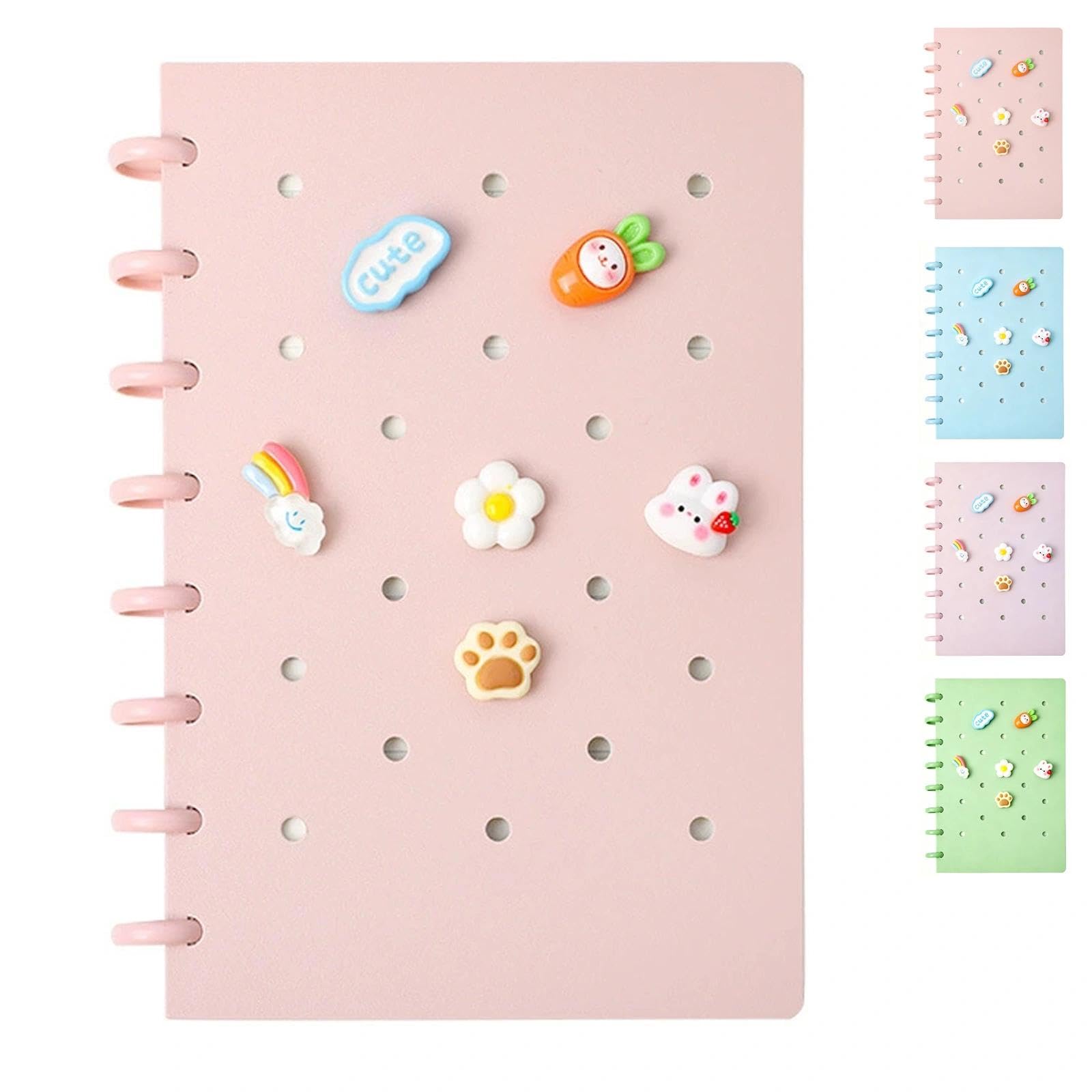 HUANYO A5 Notebook for Girls – 21cm x 15cm Wirebound Journal – 100 Pages Lined & Plain – Childrens Notepad, Kids Sketchbook, Ladies Journal – Cute Stationery Set (pink)