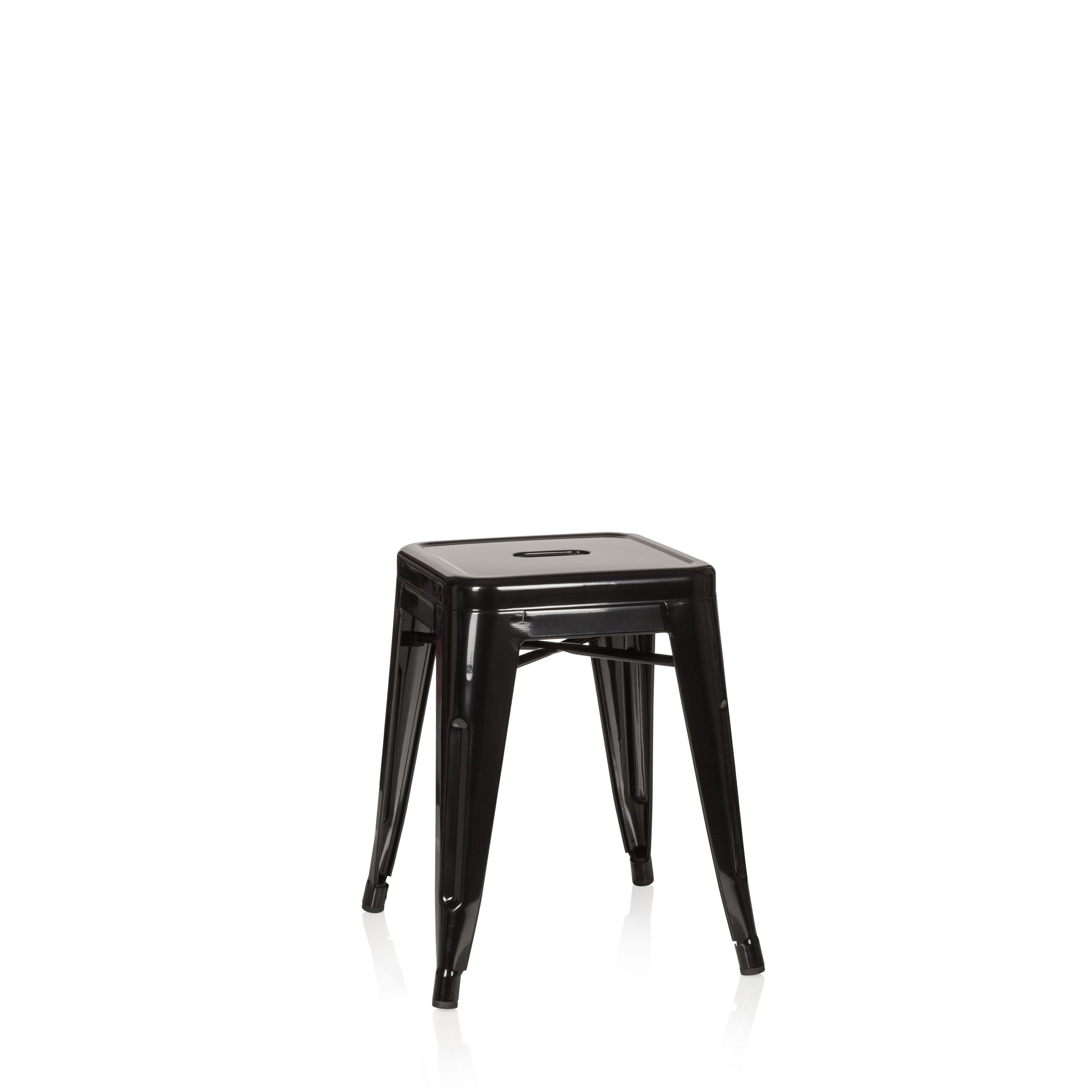 hjh OFFICE 645000 Tabouret bistrot VANTAGGIO Métal Noir, Tabouret au Look Industriel et Moderne, empilable
