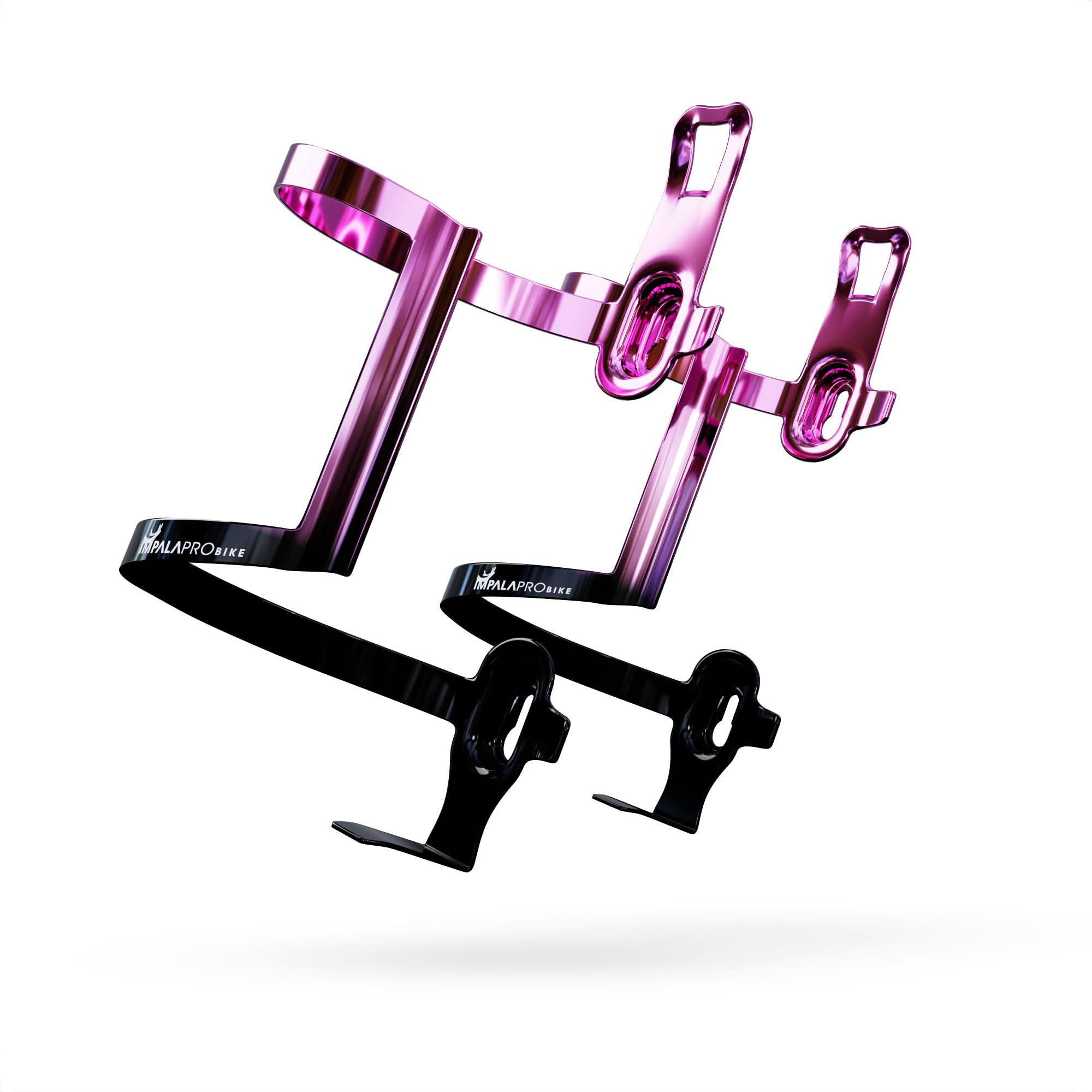 IMPALAPRO Aluminum Side Entry Bottle Cage Lightweight 34g – Secure Grip Anti-Scratch Design – Bike Water Bottle Holder Side Load with Electroplated Gradient Finish – Universal fit 72-76mm (pink 2pc)