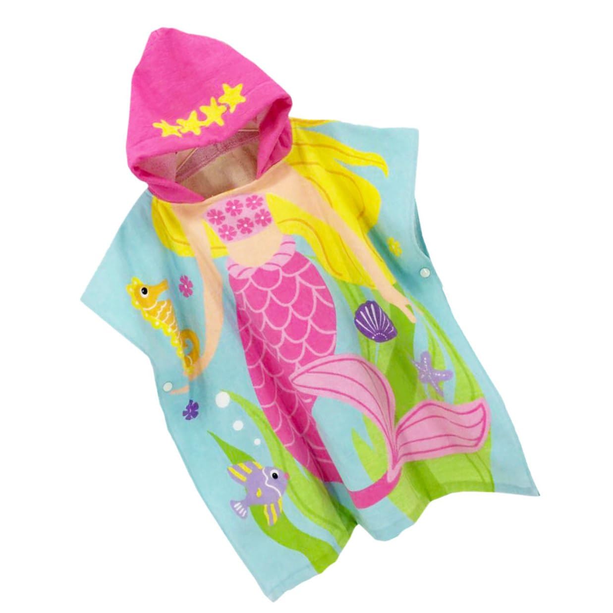 Toalla de Playa Capucha para Niños, Algodón Rosa 60cm