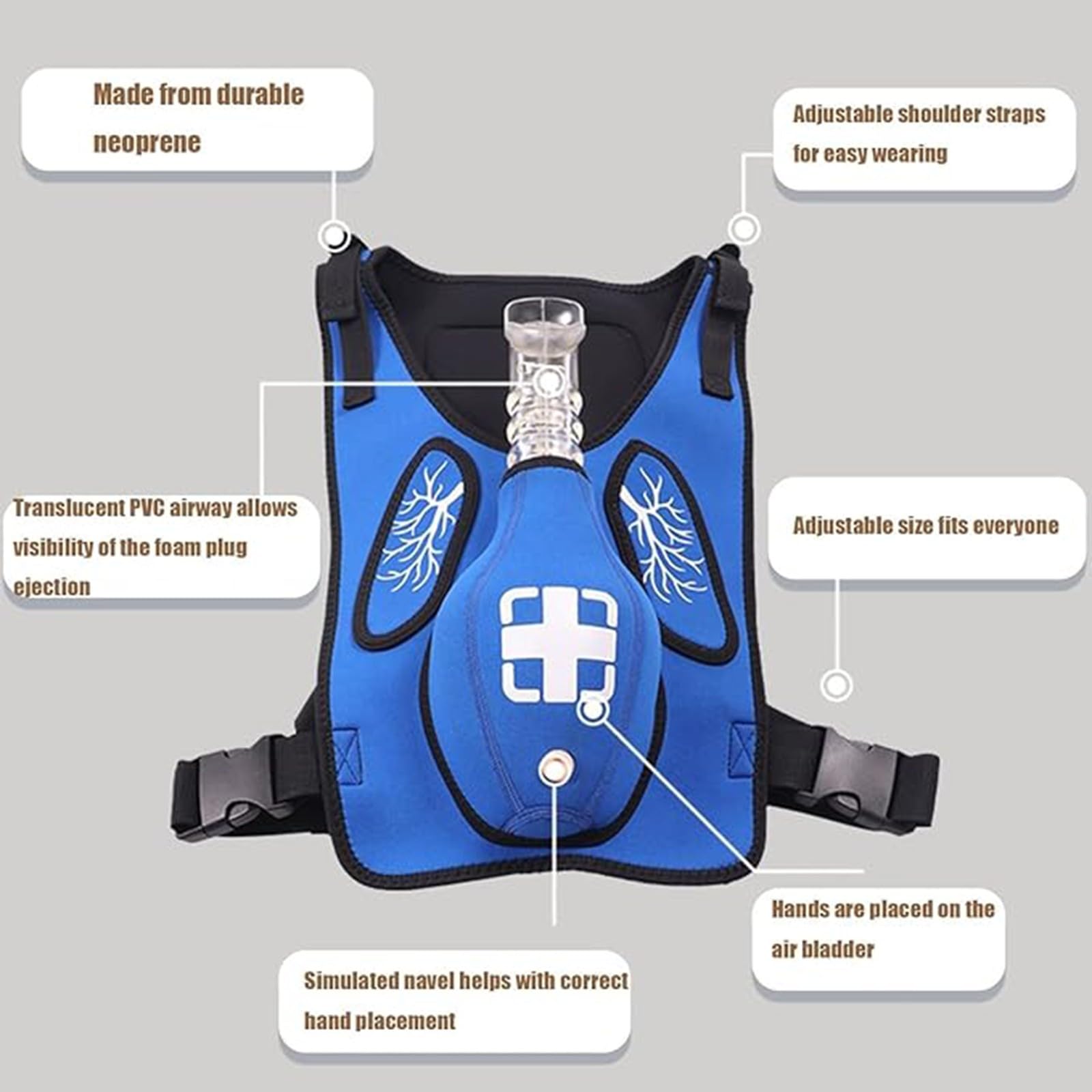 Gilet Per Addestramento Alla Manovra Heimlich Anti-Soffocamento, Dispositivo Anti-Soffocamento Per Gestione Delle Vie Aeree Con Schienale Regolabile Materiale Per Formazione Primo Soccorso A