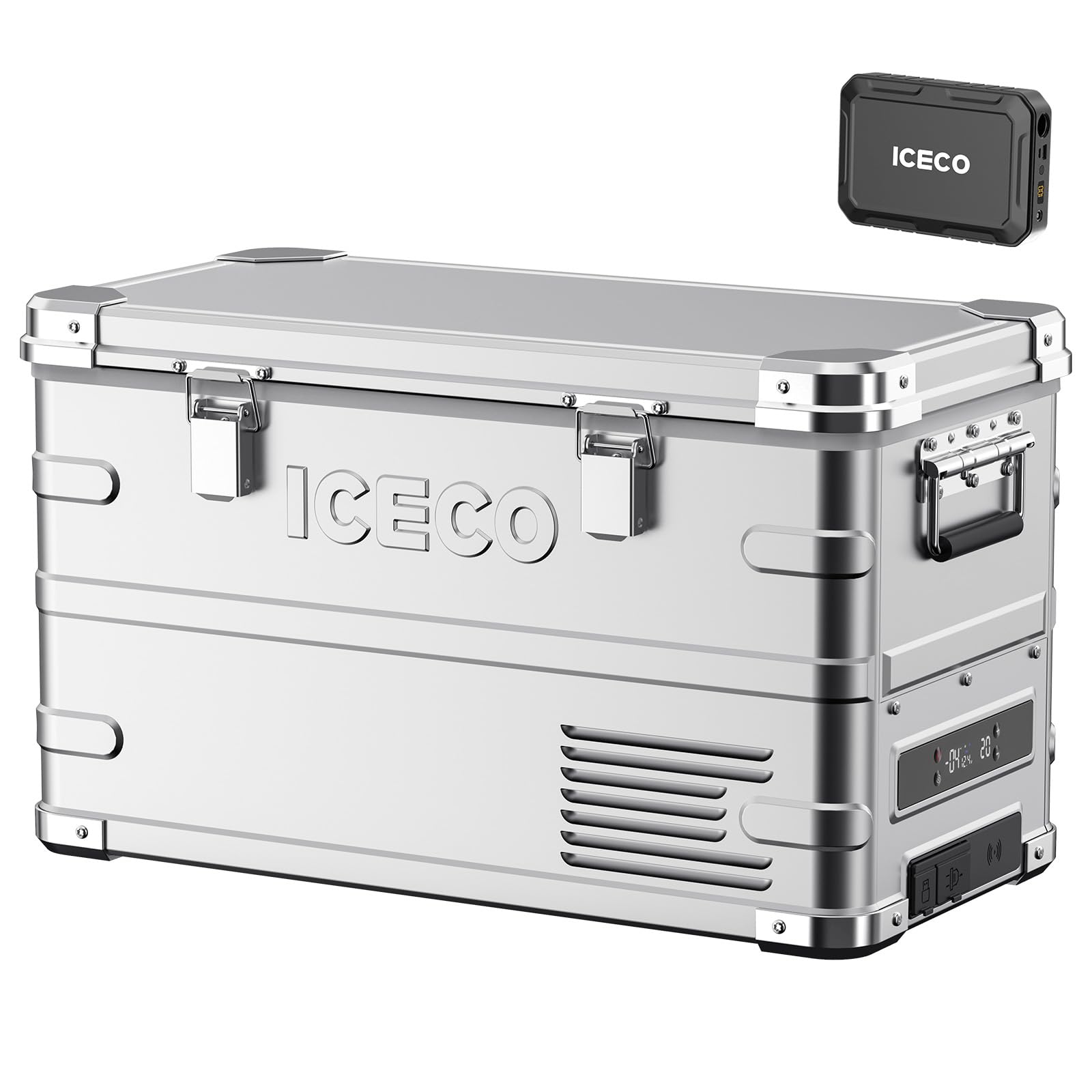 バッテリー付き ICECO APL35 シルバー アルミ製 ポータブル冷蔵庫 3…