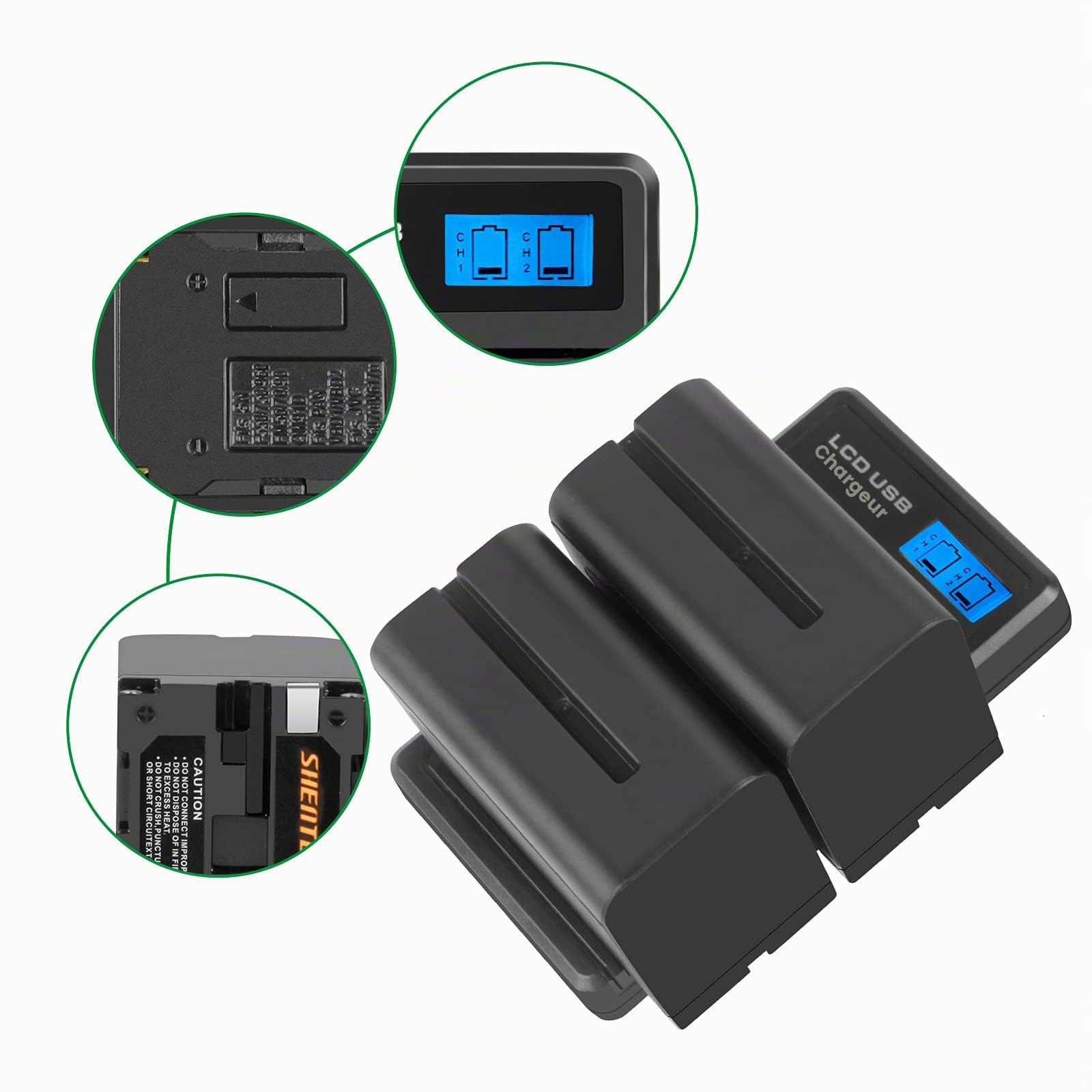 2X Shentec 8800mAh NP-F970 pour Batterie Sony NP-F970 NP-F960 NP-F930 NP-F950 DCR-VX2100 DSR-PD150 DSR-PD170 FDR-AX1 HDR-AX2000 HDR-FX1 HDR-FX1 HDR-FX7 HDR-FX1000 HVL- LBPB