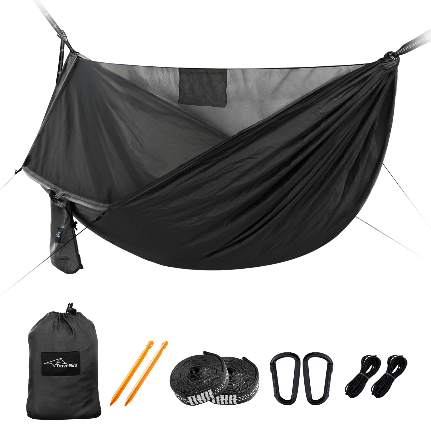 Travel Bird Tree Camping Hammock with Mosquito Net and Ridge Rope, Lightweight Portable Hammocks for Camping Hiking Backpacking