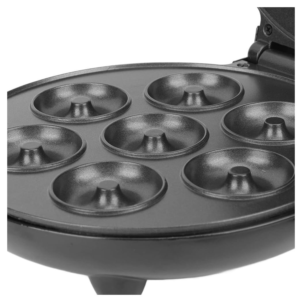 Trade Shop - Mini Donut Maker 1000w Antiaderente Riscaldamento A Doppia Faccia Elettrico 7 Ciambelle -