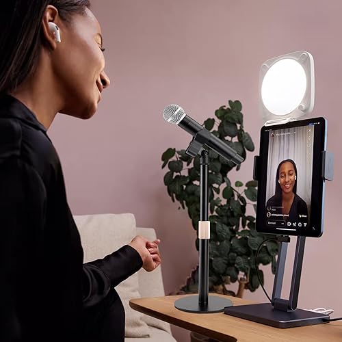 Miniatura 2 de Soporte de micrófono de escritorio, soporte de micrófono de mesa de altura ajustable con clip de micrófono universal y de montaje de choque, un