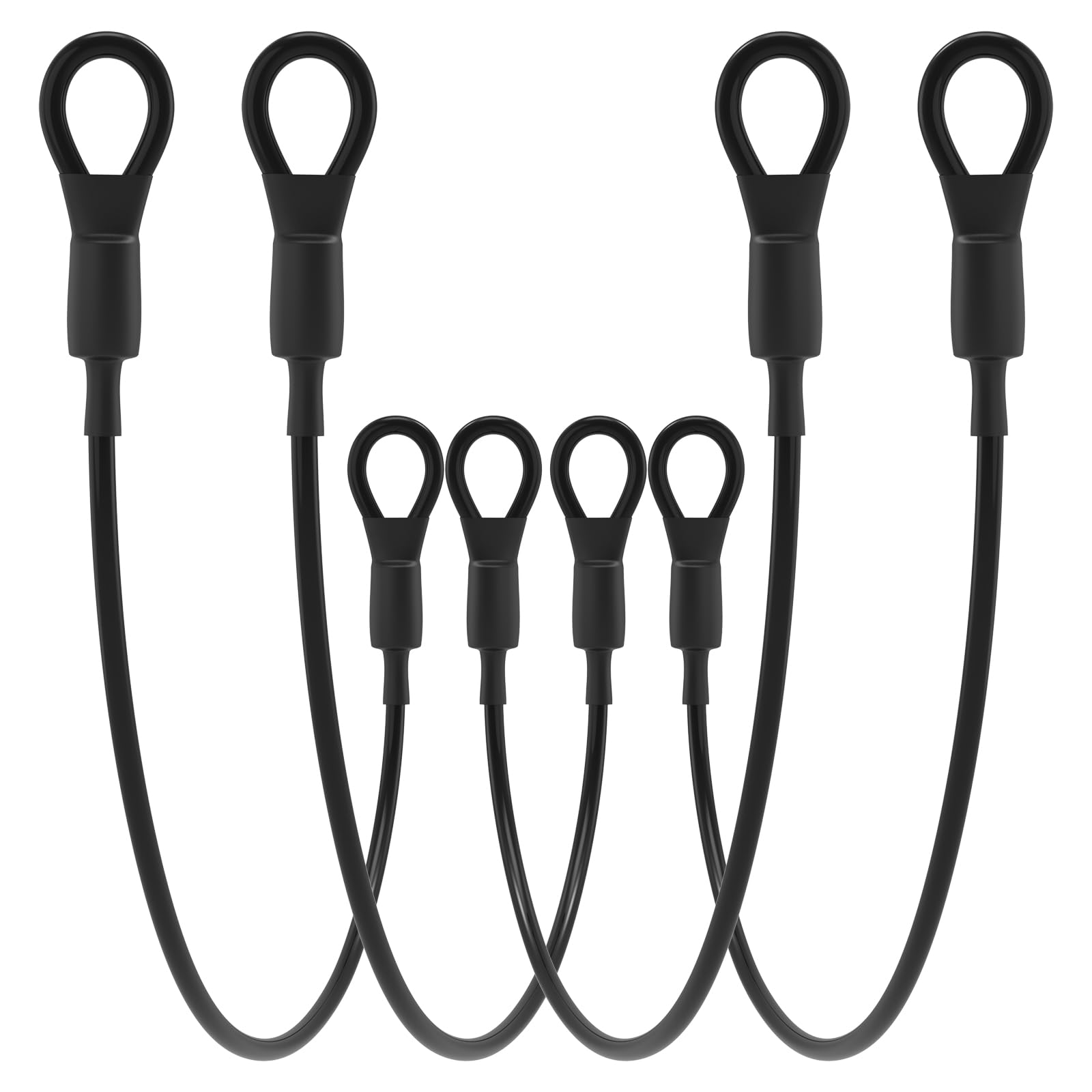 SDTC Tech 4-Pack Heavy Duty Loop End Cable Braided Stainless Steel PVC Coated Safety Wire Rope for Outdoor Travel Home Hanging Transport, 5mm Thickness 23.6 Inch Length 200lb Tensile Force