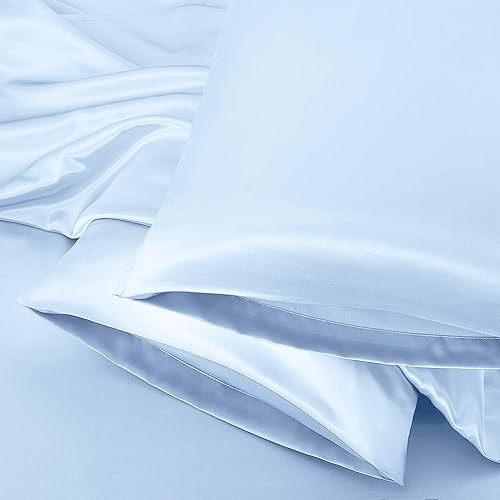 Aormenzy Juego de 2 fundas de almohada de satén para mujer, tamaño Queen, fundas de almohada de satén champán para cabello con cierre de sobre,