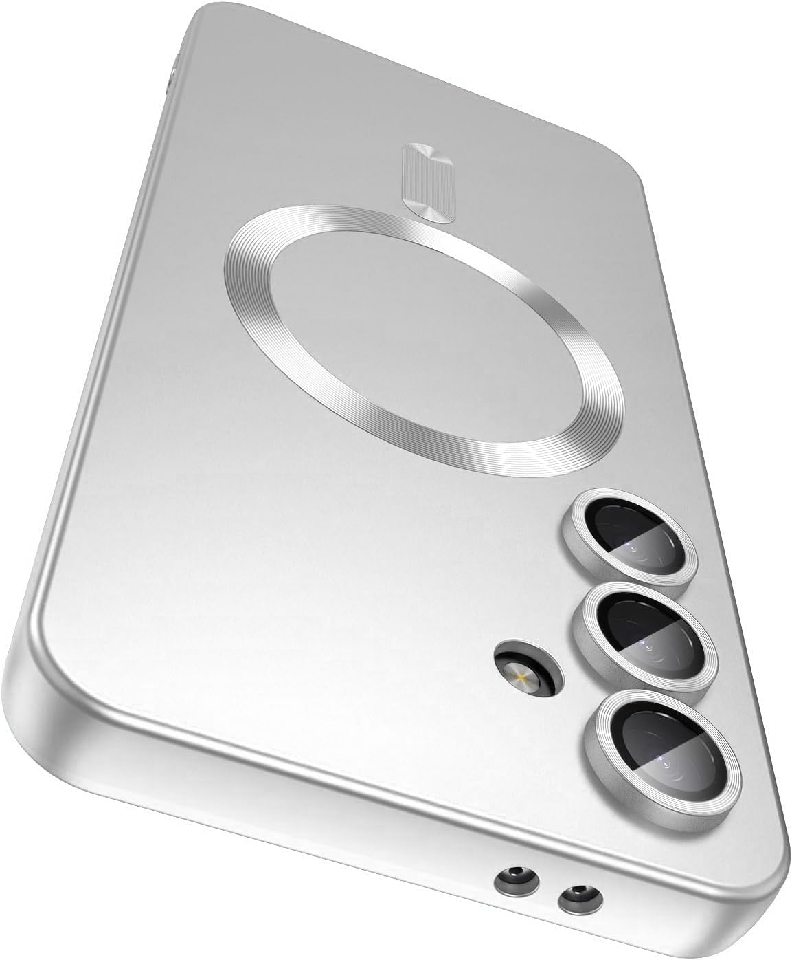 DIZORO Samsung A55 5g Case, Compatible with Mag Safe Back Cover Matte Luxury Metallic Luster Flexible TPU Wireless Charging Shockproof Case, with Camera Protector Lens (Silver)-image-14
