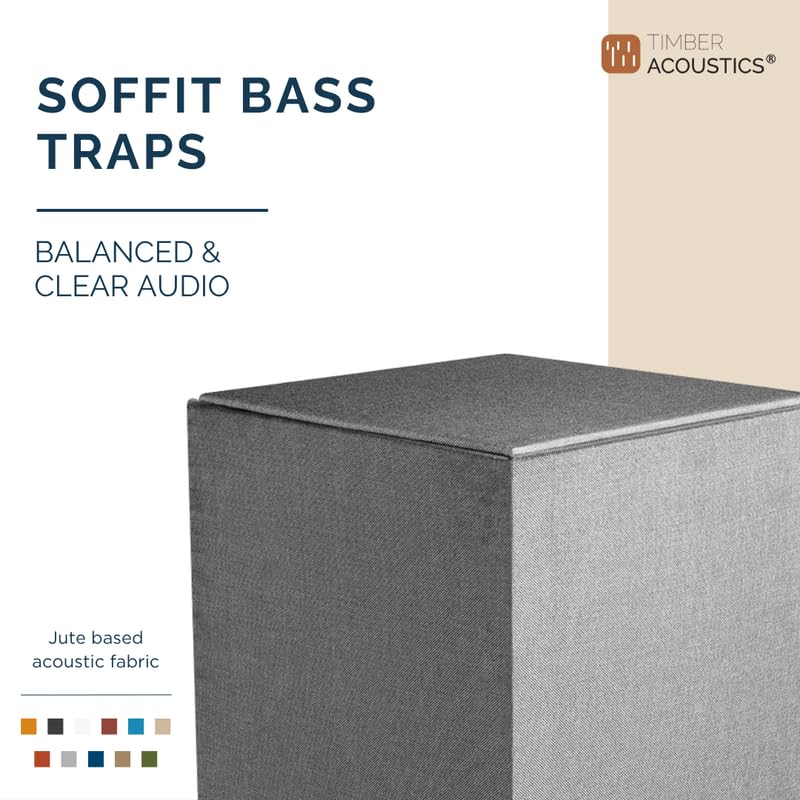 Image of Timber Acoustics Soffit Bass Traps | Premium Low-Frequency Absorption for Balanced & Clear Audio | Acoustic Room Treatment | Soundproof Corner Panels (Grey, 6ft x 12in)