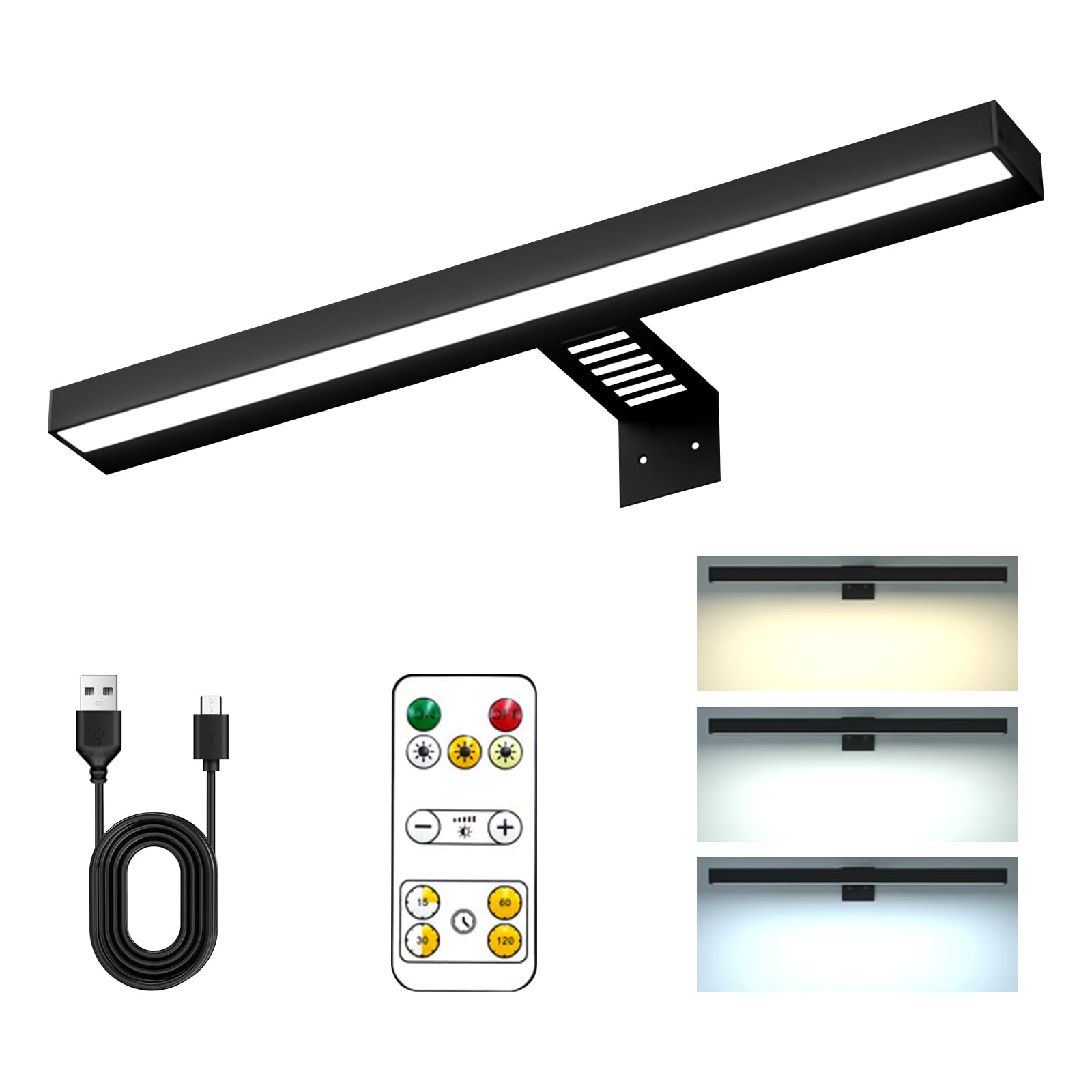 Luz de imagen inalámbrica, luz de arte de pared con control remoto, 3 modos de color, luces de arte para pinturas, luces LED regulables para arte de pared, galería, tablero de dardos, con