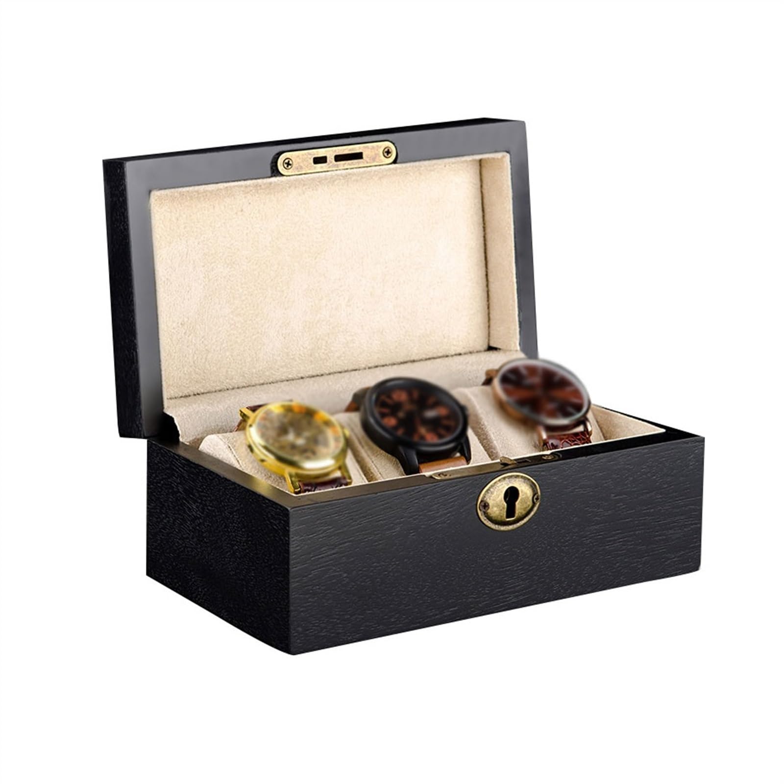 Kp6xLf3gT watch holder box High Grade Black Watch Storage Box Jewelry Display 3 Boxes with Lock (excluding Watches)