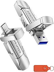 Pen drive de estado sólido MOVE SPEED 1 TB, 570 MB/s de alta velocidade, entrada dupla tipo C + USB 3.2, pen drive compatível com iPhone 15 e 16/telefone Android/MacBook/áudio/Smart TV