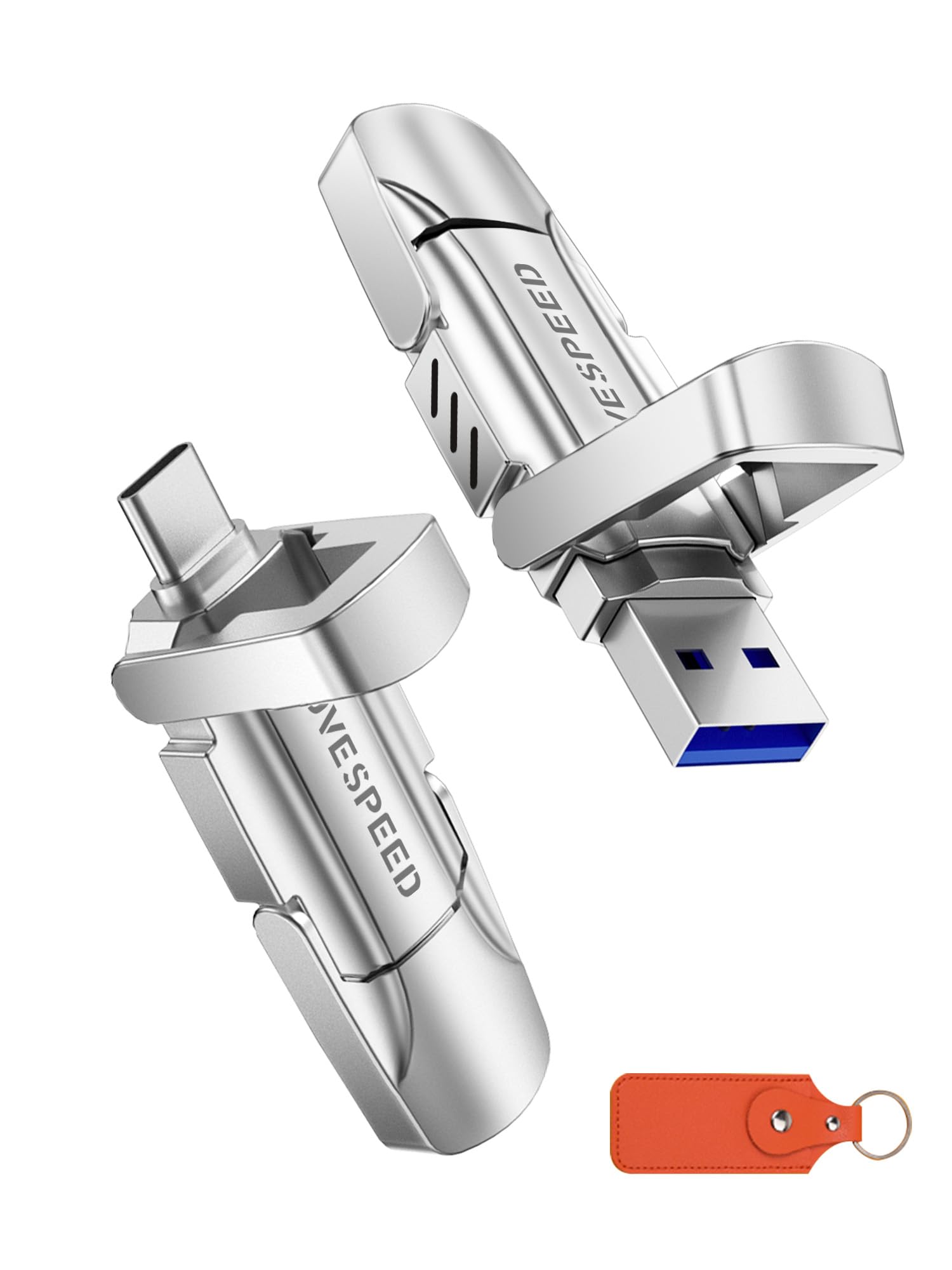MOVE SPEED 1TB Solid State Flash Drive 570MB/s High Speed Type C + USB 3.2 Drive Dual Port, Thumb Drive Compatible with iPhone 15, 16,17 Series/Android Phone/MacBook/Audio/Smart TV