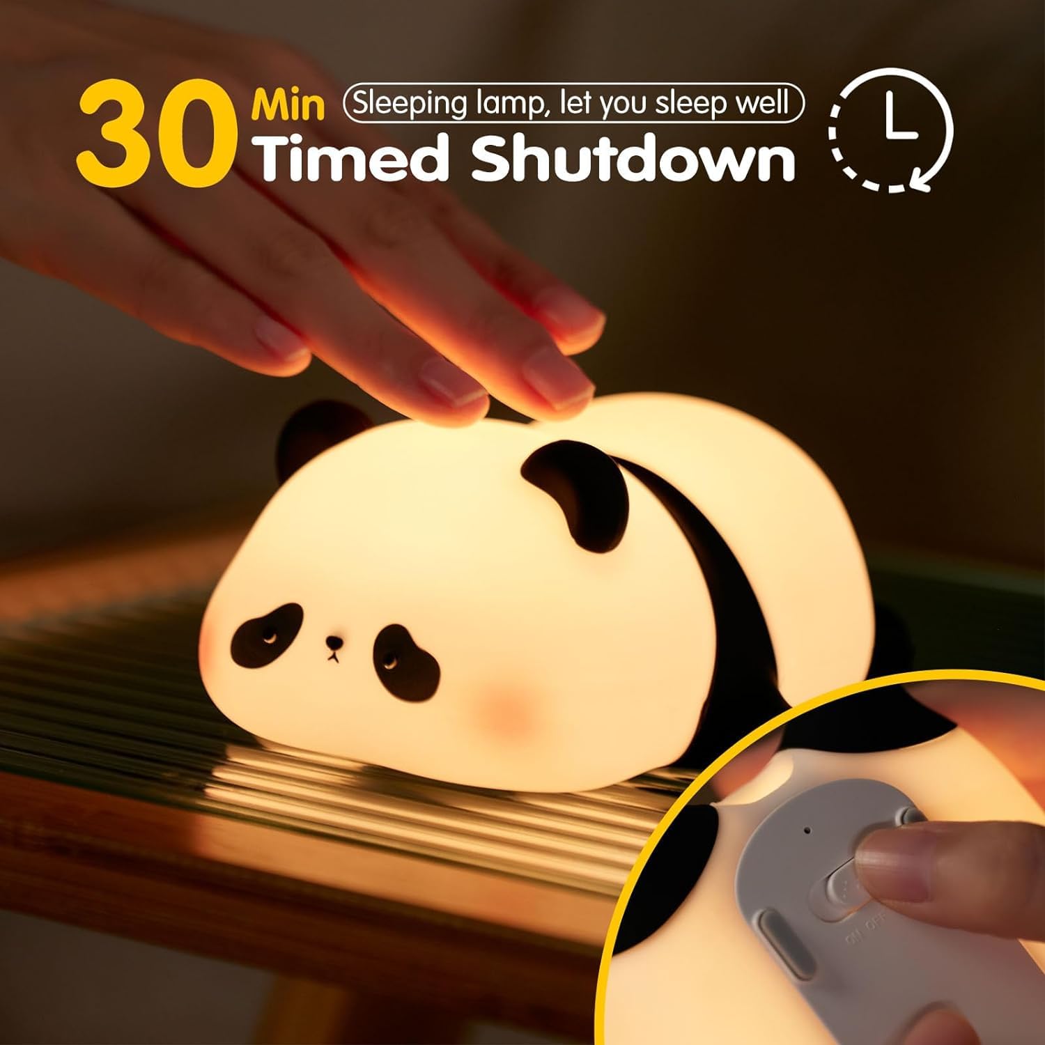 DUWOL Kids Night Light Silicone Sleeping Panda Night Lamp Rechargeable Cute Lamp with 3 Level Brightness Kids Night Lights for Bedroom Baby Nursery Study Desk Decorative Diwali Christmas Light 3
