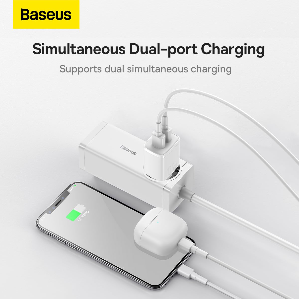 Baseus Travel Charger Kompaktowa ładowarka ścienna U+U, 10,5W EU White (CCXJ0
