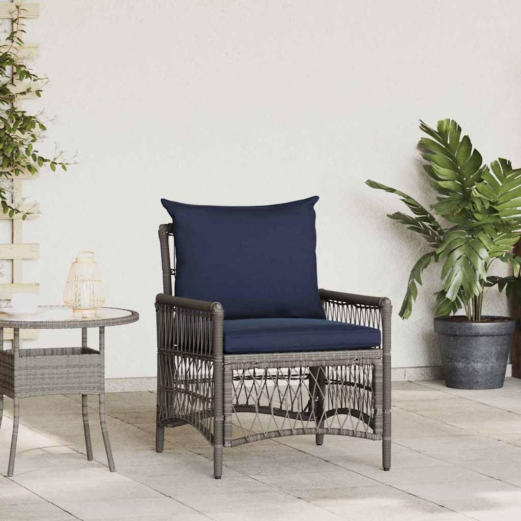 Générique Krzesło ogrodowe Polyrattan Szary 73 x 61 x 77 cm | Z poduszką zewnętrzną, stalowa rama malowana proszkowo, wygodne siedzisko, ergonomiczna konstrukcja