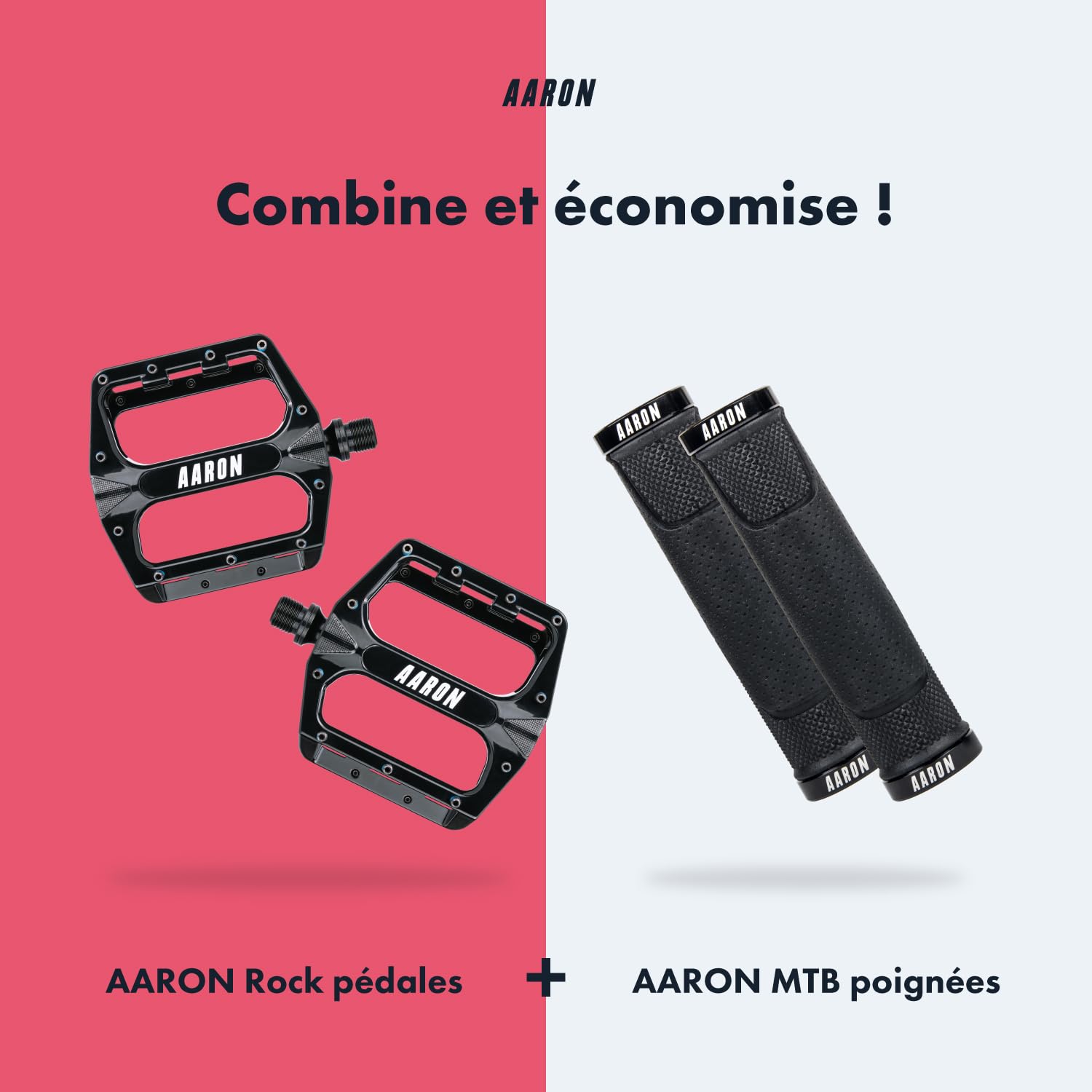 AARON - Pédales de VTT Rock - en Aluminium/à Plateforme - avec roulements à Billes industriels étanches/Picots Amovibles antidérapants - pour vélo électrique/VTT/VTC/Autre