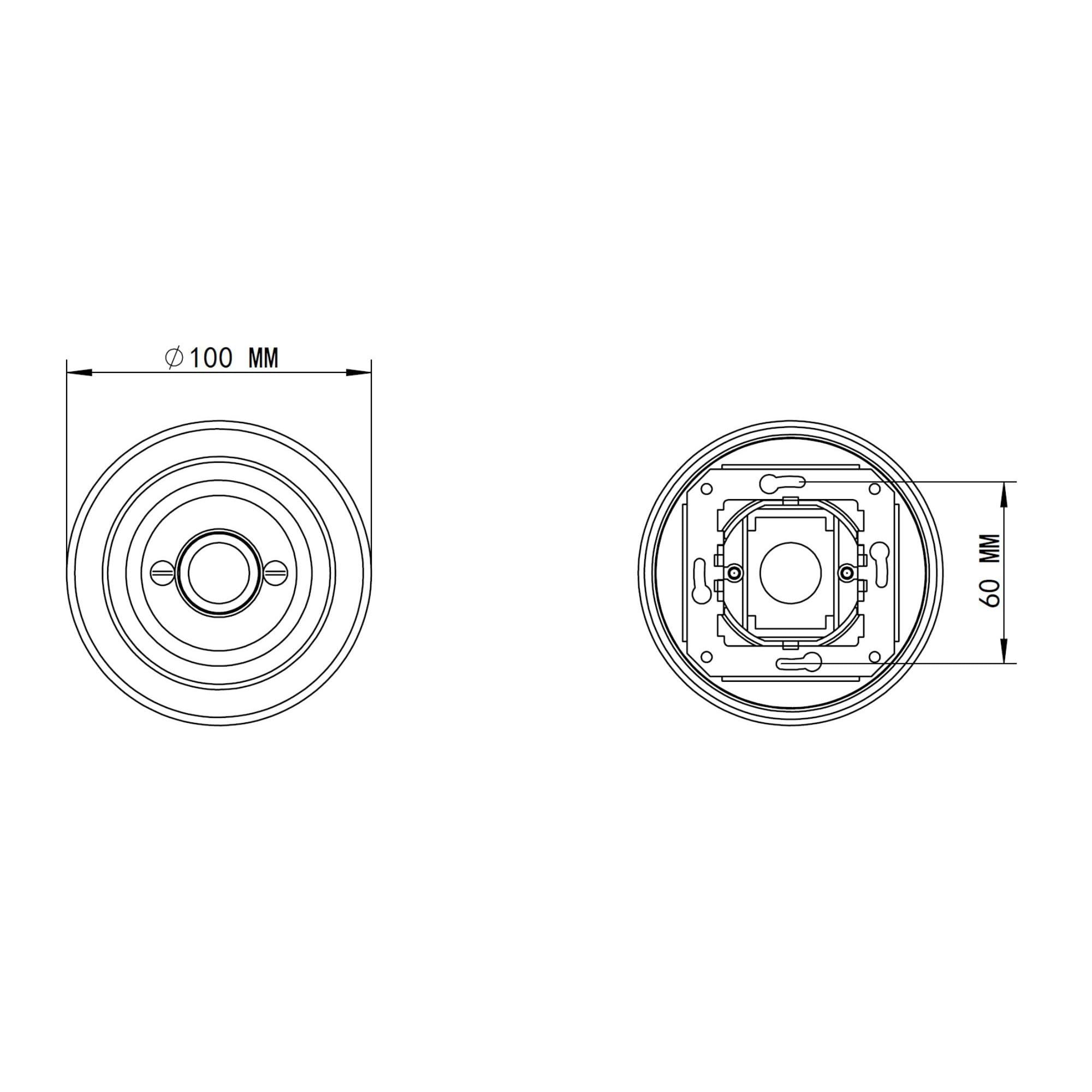 Unterputz Porzellan Retro LED Drehdimmer, Druckschalter, All-in-One, Serie PR1 schwarz