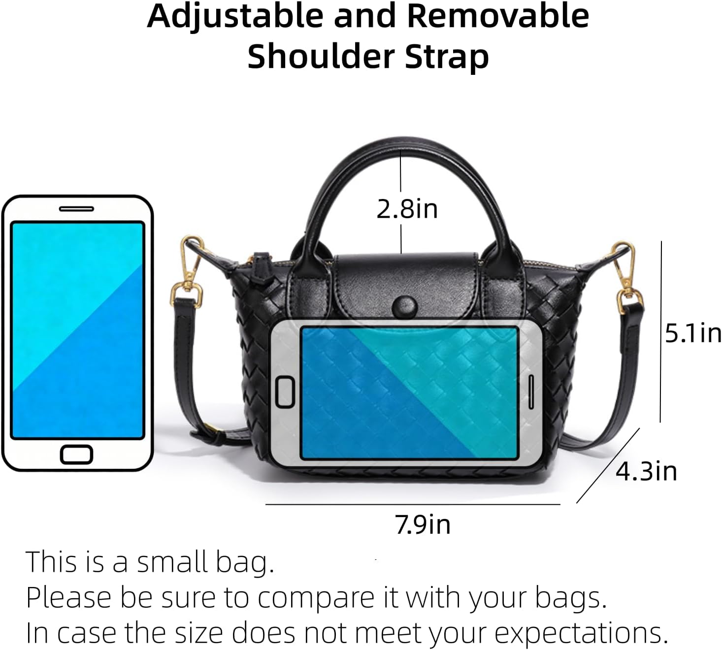 Small Vegan Leather Crossbody Bags For Women, Mini Woven Dumpling Handbag, Cute Top Handle Shoulder Purse For Travel Dating | Fashion lightweight - Image 4