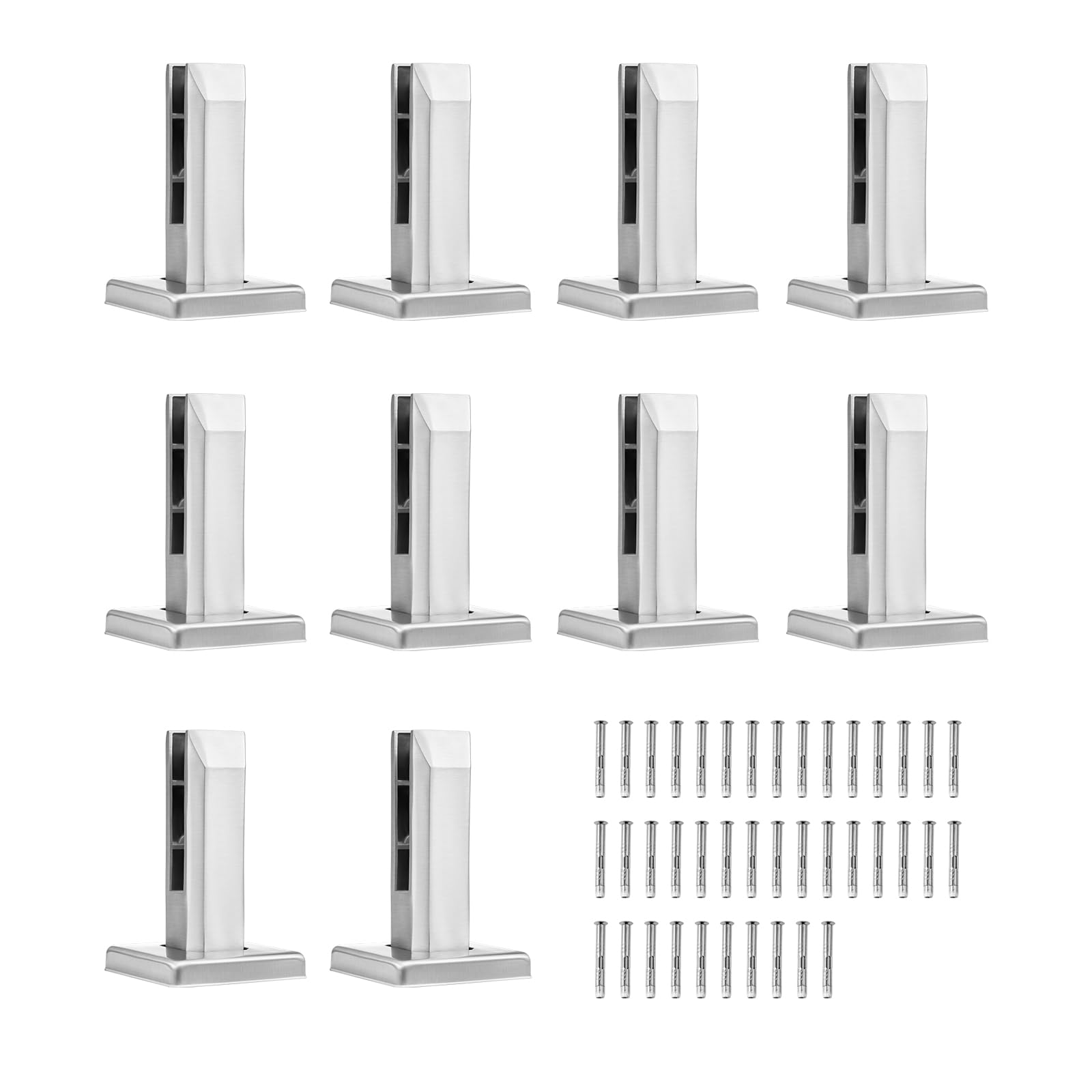 VEVOR Abrazadera de Vidrio, 10 Soportes de Barandilla de Vidrio Cuadrado 100 x 100 x 160 mm para Vidrio Templado de 8-12 mm de Espesor, Acero Inoxidable 304, para Balcón, Jardín, Escalera, Plateado