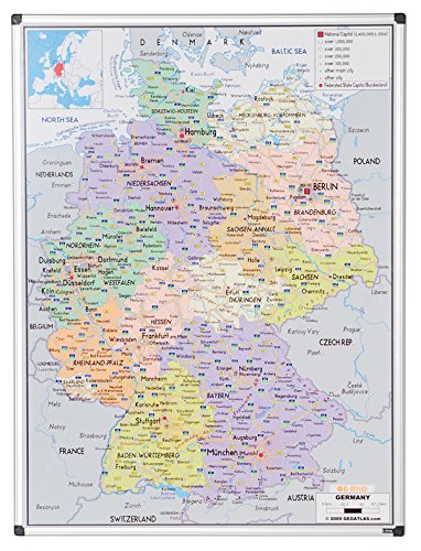 Bi-Office MAP0101102 Deutschlandkarte, laminiert oder magnetisch