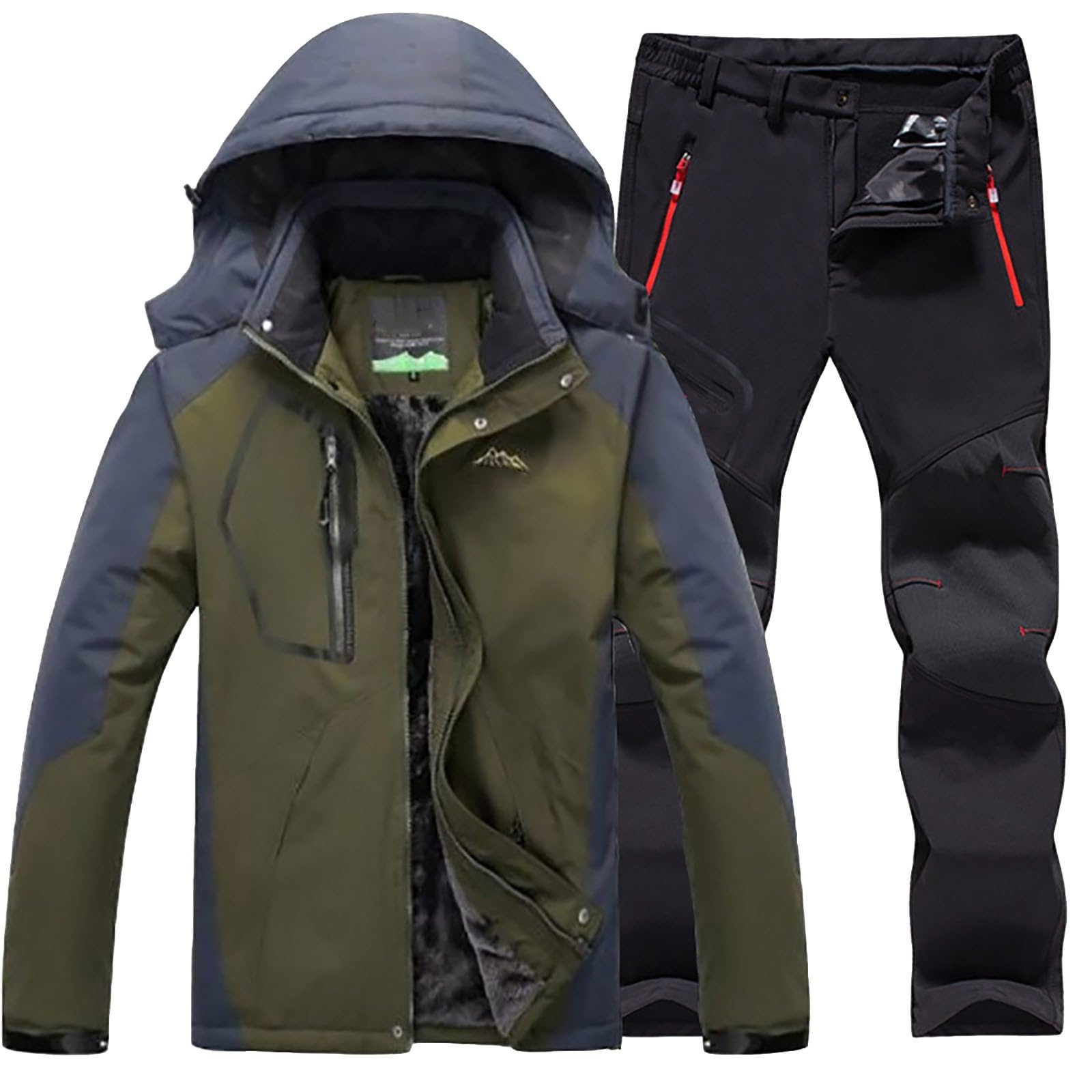 Buddhi Men 2023 Ski Jacket and Pant Set Fall Winter Warm Waterproof Windproof Hooded Snow Coat 2 Pieces Snowboarding Snowsuit