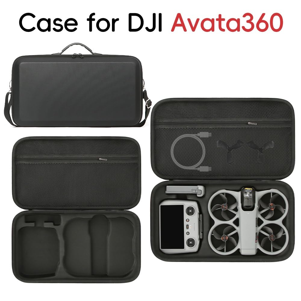 Futerał do DJI Avata 360, wodoodporna torba do przechowywania PU przenośny organizer podróżny pokrowiec ochronny z paskiem na ramię do Avata 360 Drone, pilota zdalnego sterowania RC 2 i jednej