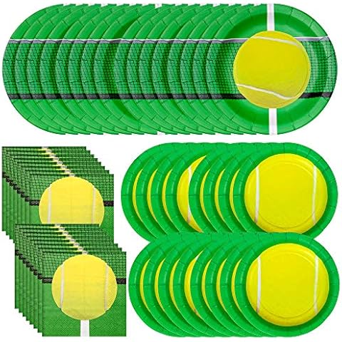 Havercamp Tennis Party Bundle for 16 | Large Napkins & Plates | Great for Tennis, Athlete and Varsity Events Cover