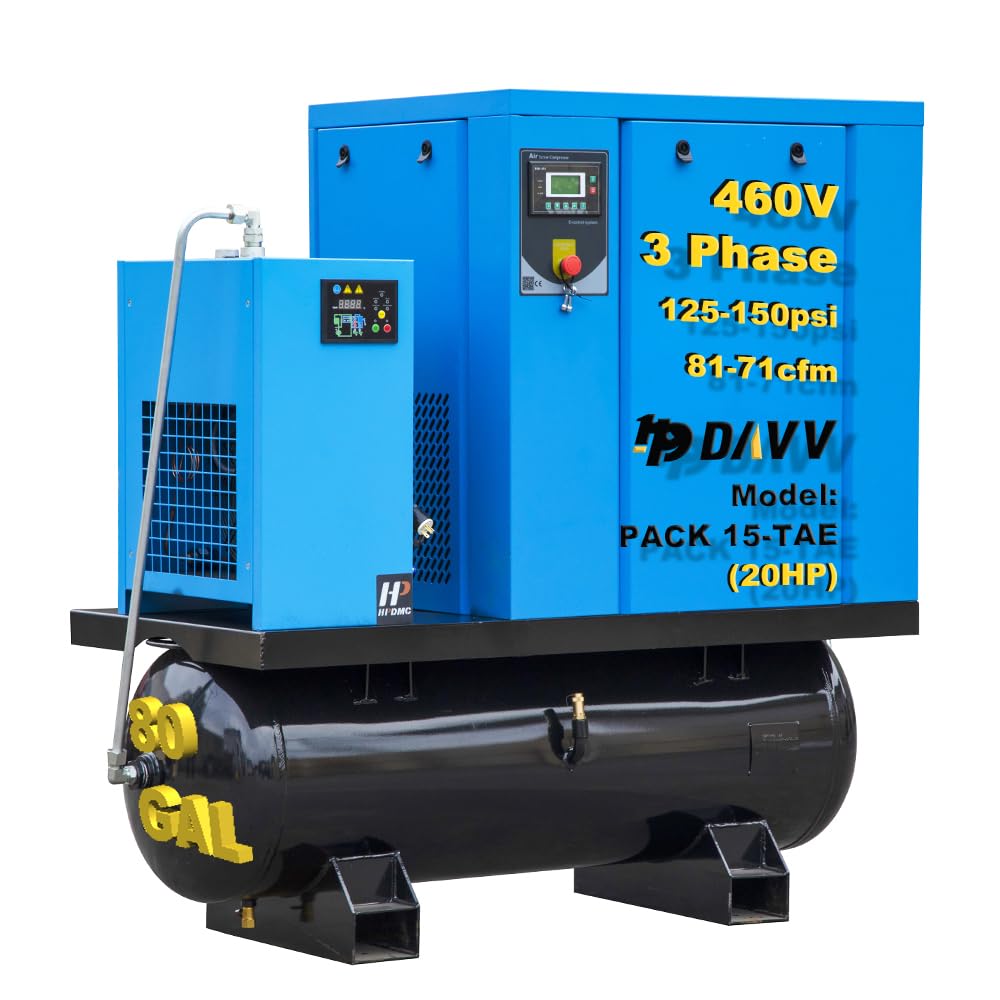 Buy 460V 3Phase Total Rotary Screw Air Compressor with ASME Tank