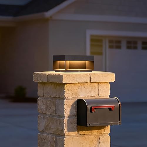 Miniatura 1 de Lámpara solar moderna para postes de patio, lámpara LED para exteriores con tapa de columna, IP65, impermeable, 3000 K, iluminación de paisaje de