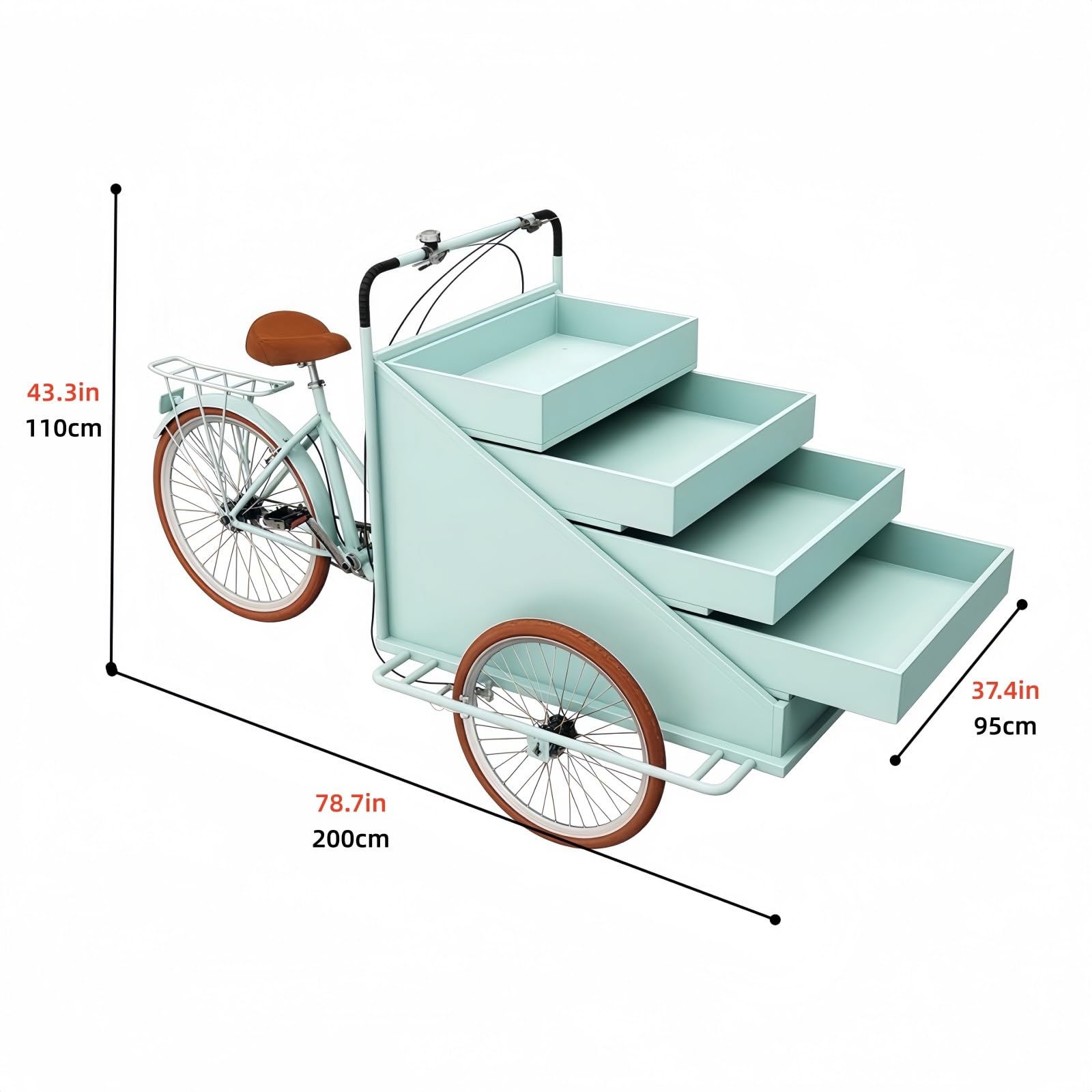 Carrello della bicicletta di vendita, scaffale di vendita al dettaglio all'aperto multifunzionale per la bancarella del mercato, fiera di via, festival