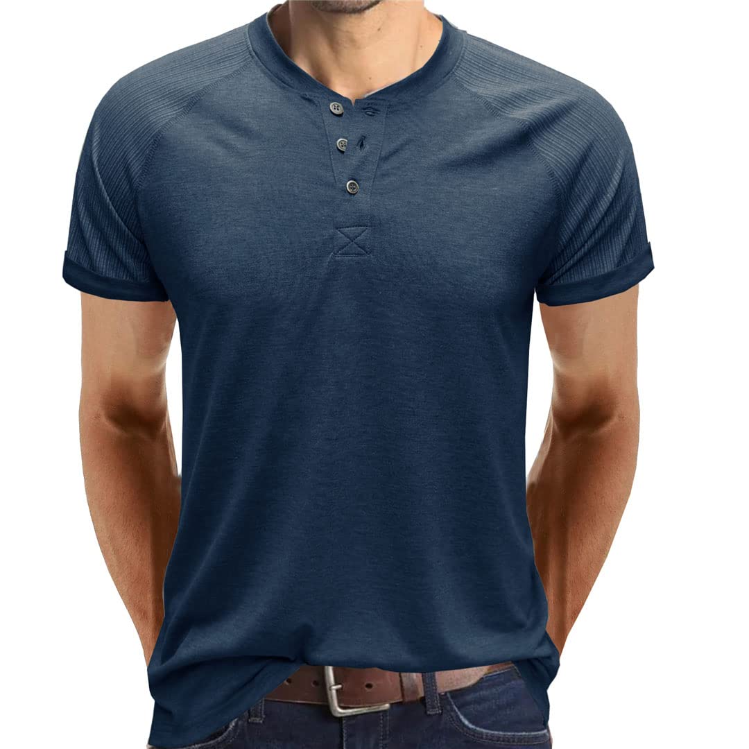 T-shirt da uomo in cotone casual Top maschile manica corta Slim Fit Tee, bianco, M