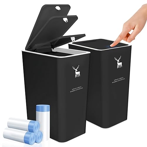 Hsxfl Bote de basura con tapa, paquete de 2 botes de basura de 4 galones15 L con parte superior de prensa, bote de basura pequeño a prueba de disponible en Yaxa Venezuela