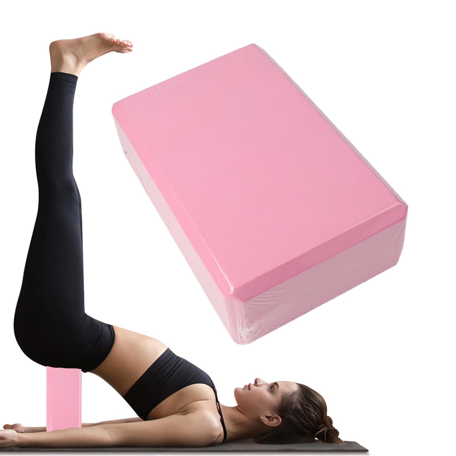 Yoga EVA Foam Brick Block, Eco Friendly Pilates Pillow, Non-Slip High Density Yoga Block Strap for Exercise and Home Workouts (Pink)
