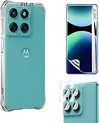 FIT IT Capa Anti Impacto TPU para Motorola Edge 60 Fusion + Película Hidrogel HD + Películas Lente Câmera Transparente